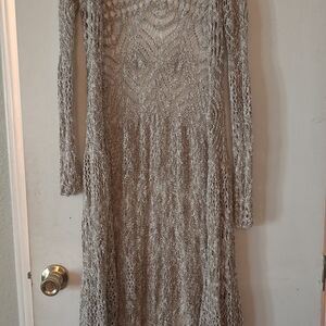 Mossimo Supply Co. Long Sleeve Gray Crochet Dress